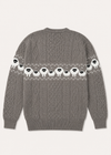 Oversized Aran Crew Neck Merino Wool Sheep Sweater | Brown