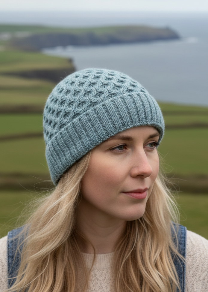 Bonnet en laine mérinos Aran - Aqua