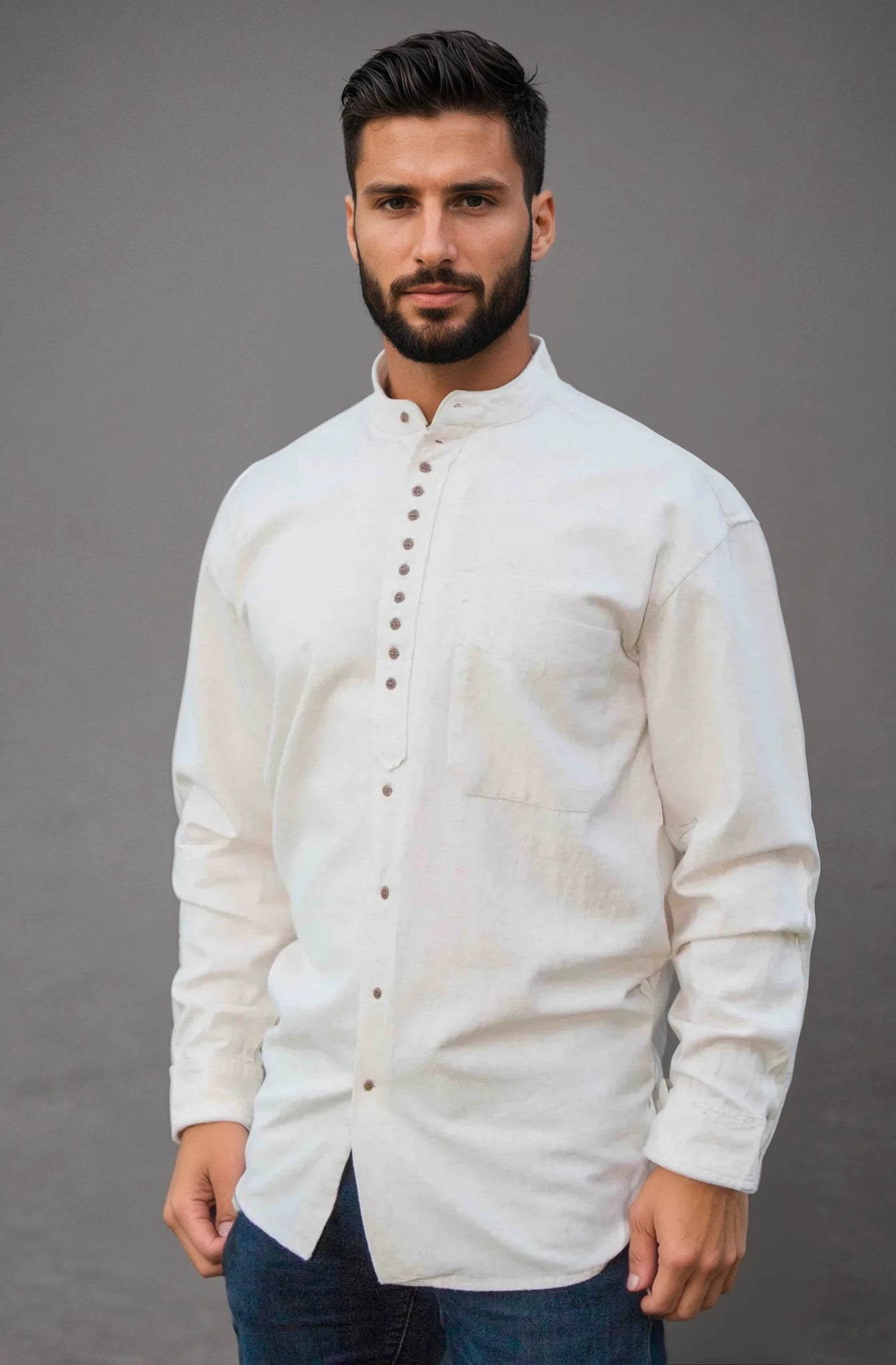Civilian Men's Grandfather Shirt | Stone