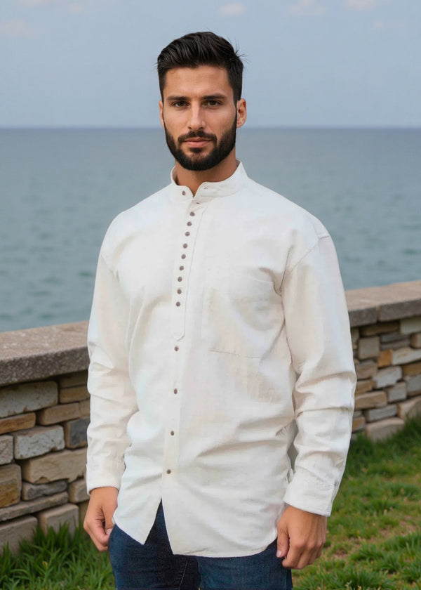 Civilian Men's Grandfather Shirt | Stone