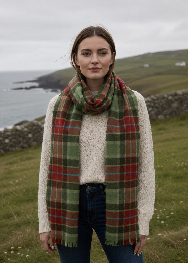 Foxford Rust Tartan Extra-Fine Merino Scarf