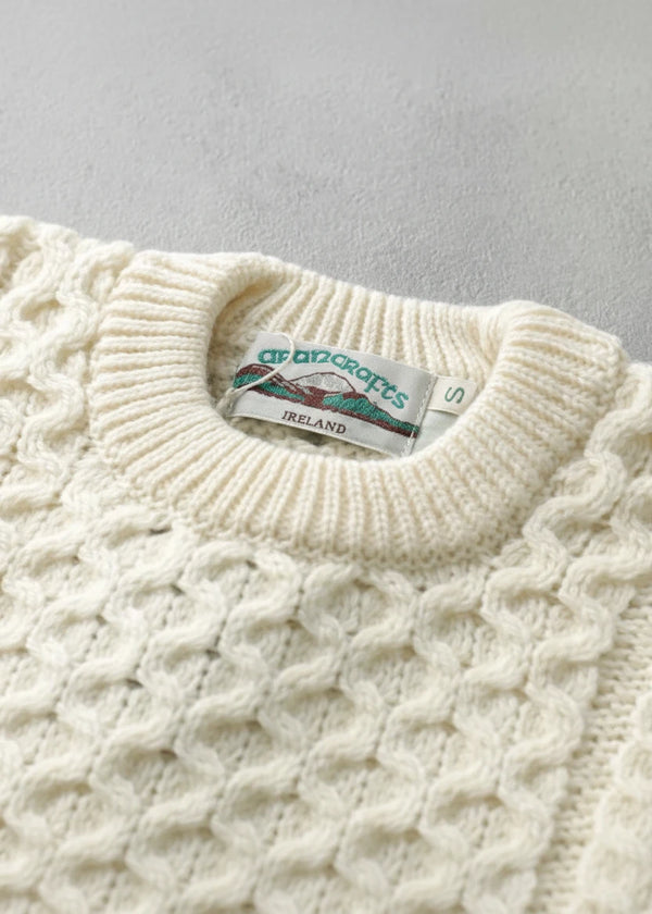 Unisex Aran Crew Neck Merino Sweater | Traditional Irish Knitwear