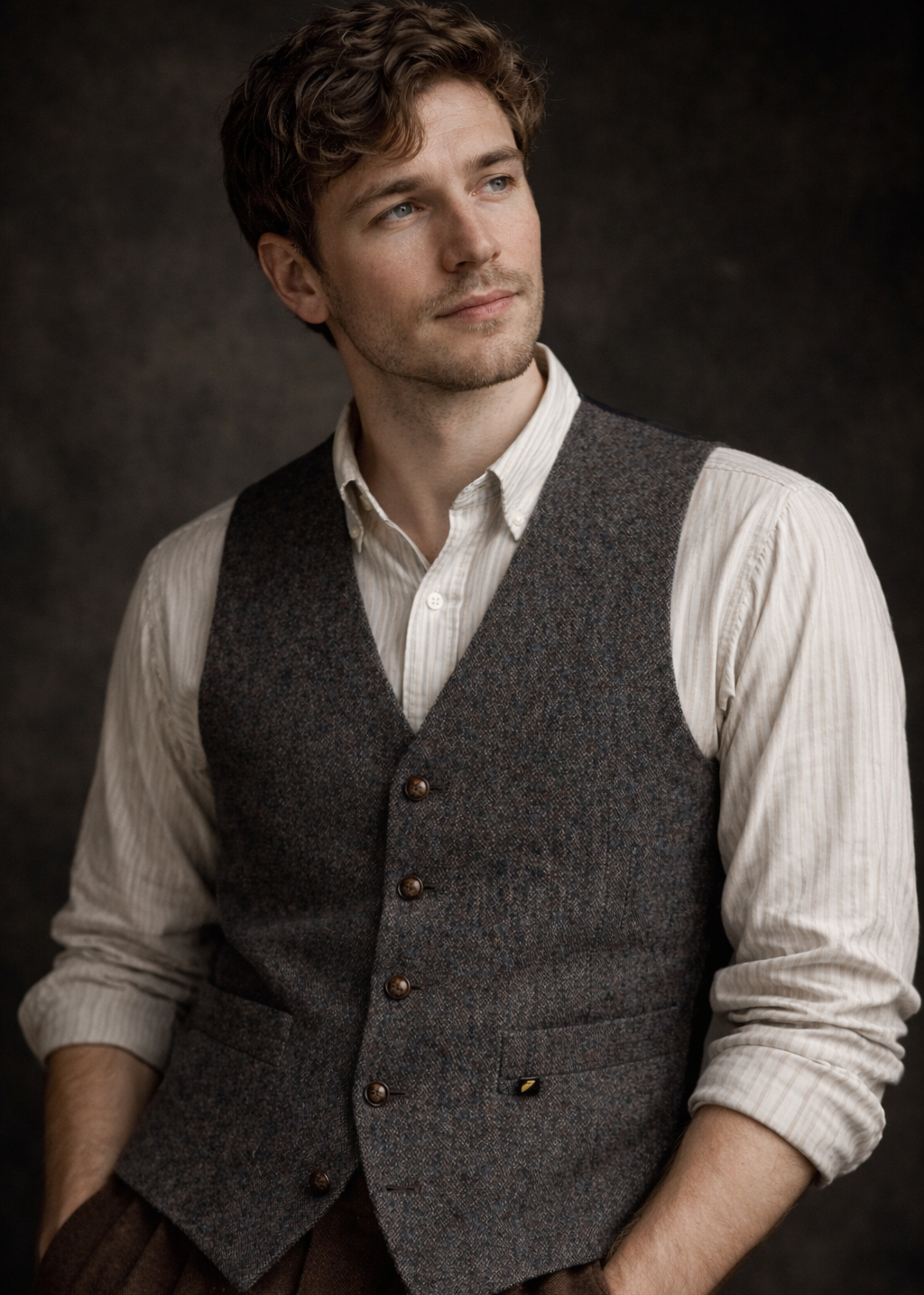 Donegal Tweed Waistcoat - Rich Flecked Charcoal | Premium Irish Wool Vest