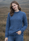 Unisex Oversized Lightweight Aran Sweater | Denim Blue