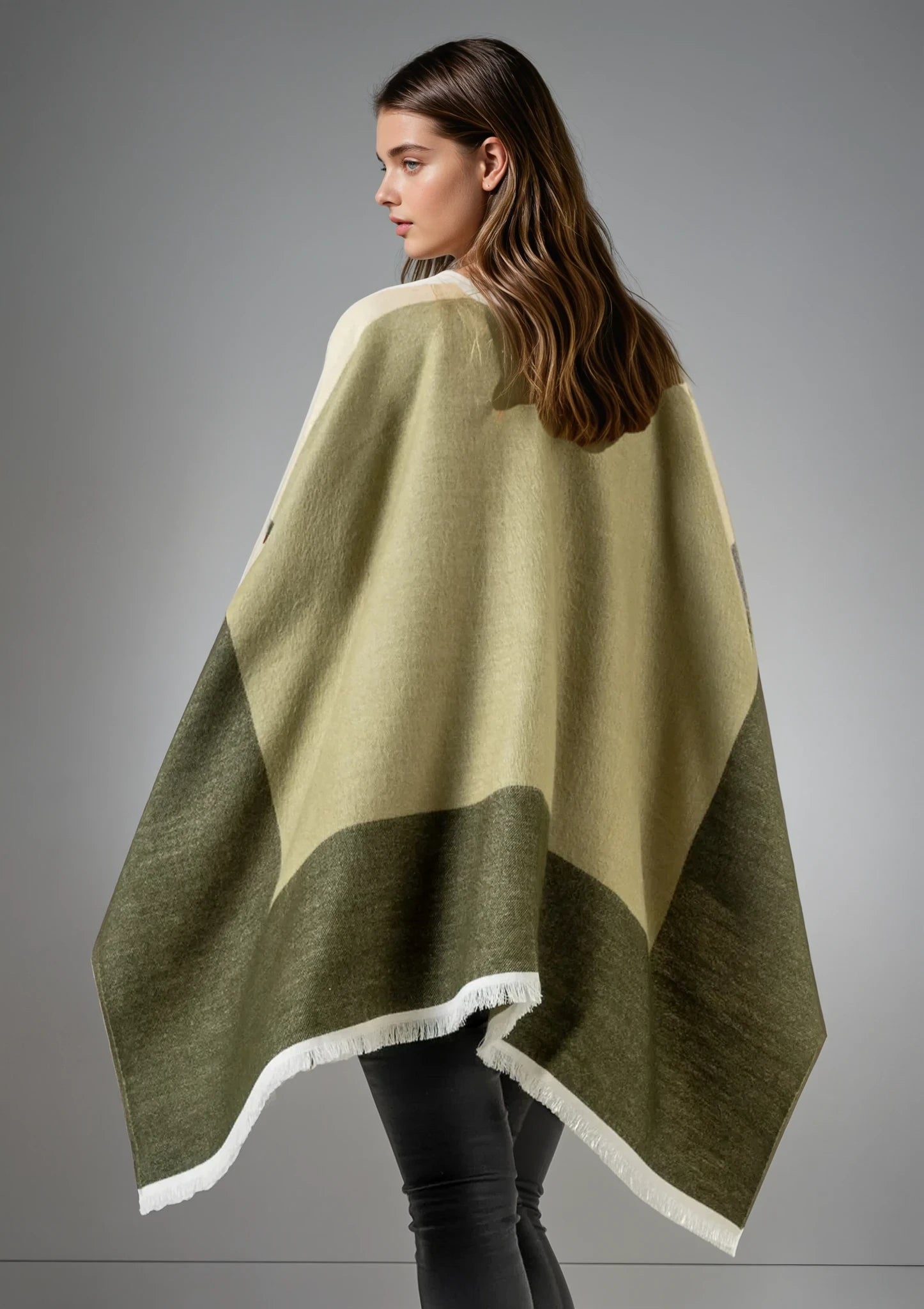 Jimmy Hourihan Shawl Block Design | Cream/Grey/Green