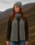 Aran Merino Wool Honeycomb Scarf | Army Green