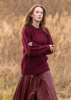 Women's Heavy Weight Aran Fisherman Sweater | Burgundy