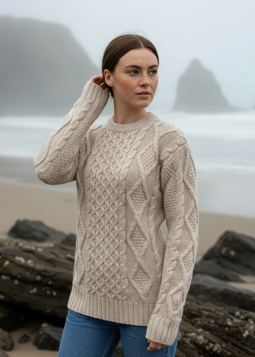 Heavy Weight Aran Fisherman Sweater | Oatmeal