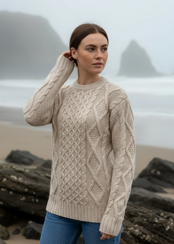 Heavy Weight Aran Fisherman Sweater | Oatmeal