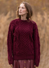 Women's Heavy Weight Aran Fisherman Sweater | Burgundy