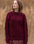 Women's Heavy Weight Aran Fisherman Sweater | Burgundy