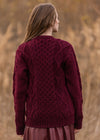 Women's Heavy Weight Aran Fisherman Sweater | Burgundy
