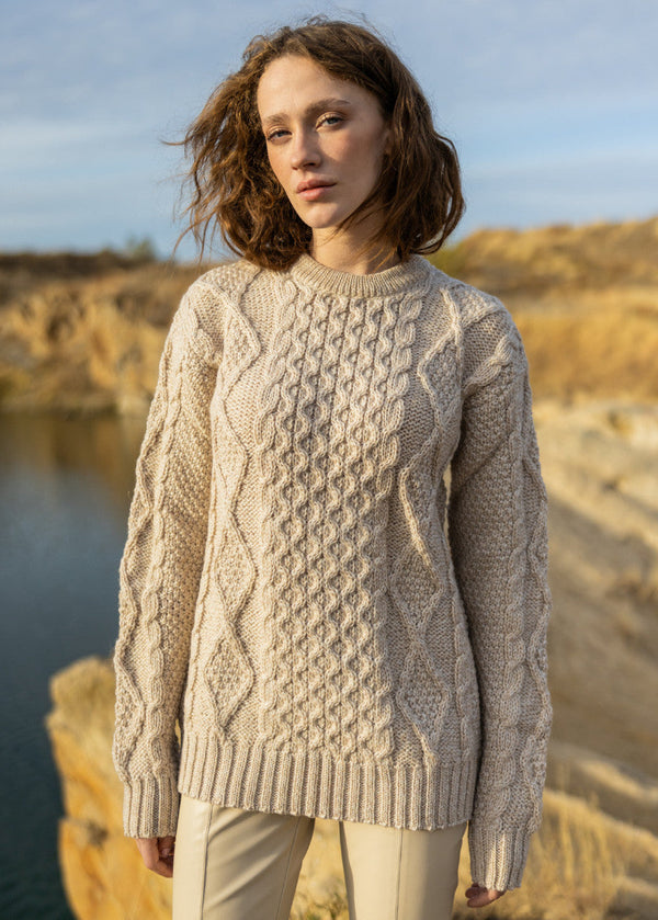 Heavy Weight Aran Fisherman Sweater | Oatmeal