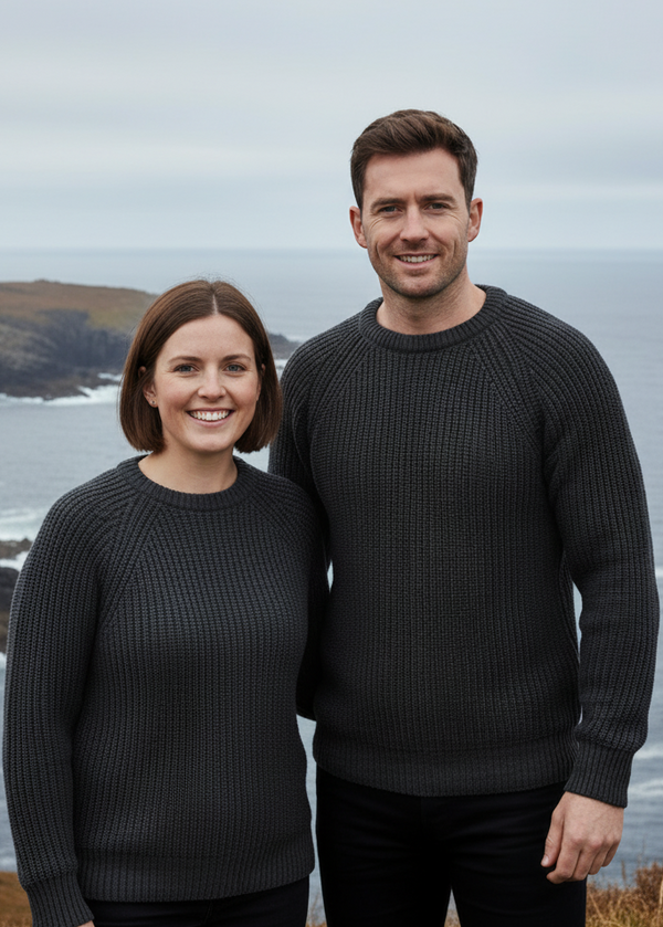 Fisherman Rib Merino Sweater | Charcoal