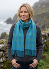 Foxford Lambswool Scarf | Blue & Green Check