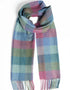 Foxford Lambswool Scarf | Green Turquoise Check