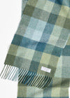Foxford Lambswool Scarf | Green & Blue Check