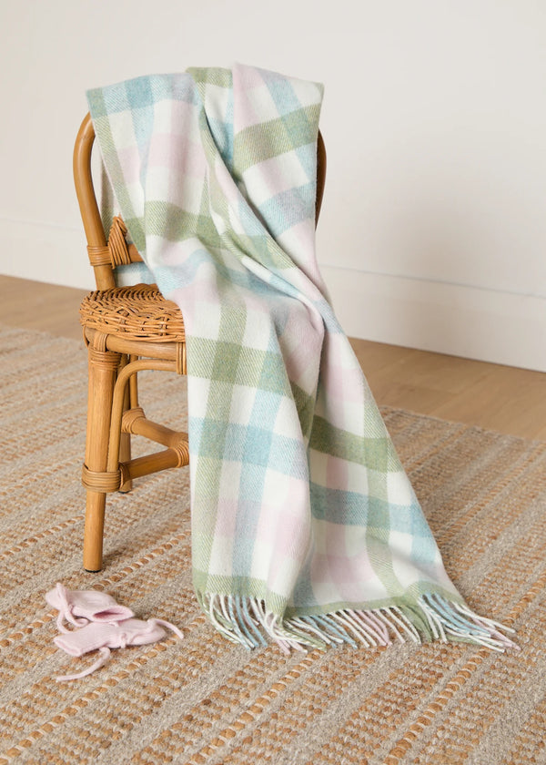 Foxford Pastel Check Lambswool Baby Blanket