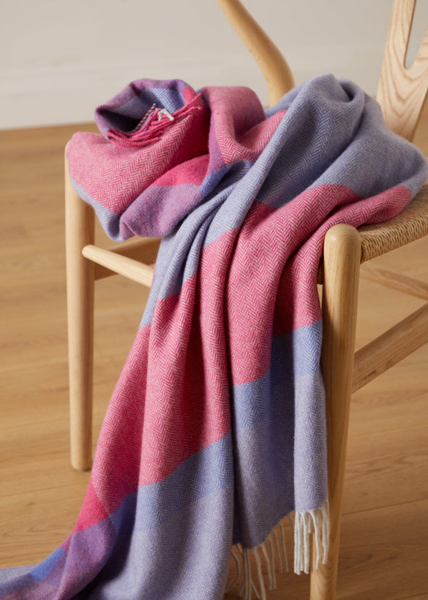 Foxford Rug Foxford Lambswool Throw | Pink Purple Check