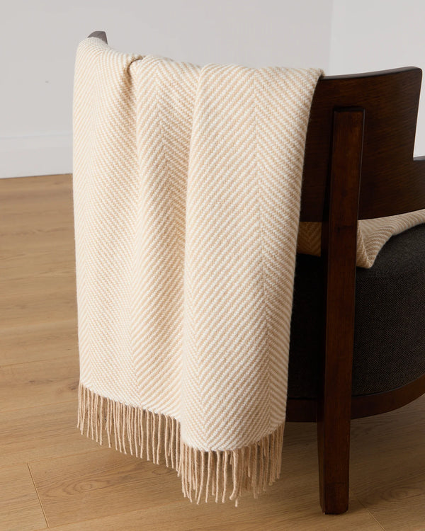 Foxford Merino Throw | Camel & White