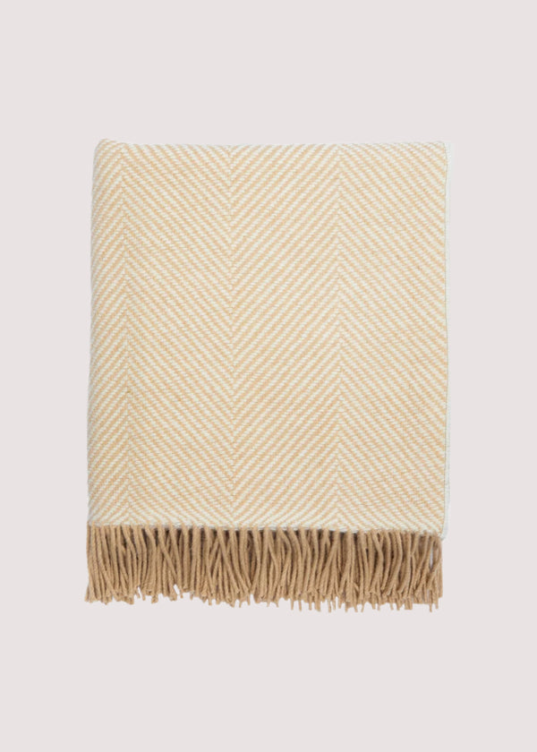 Foxford Merino Throw | Camel & White