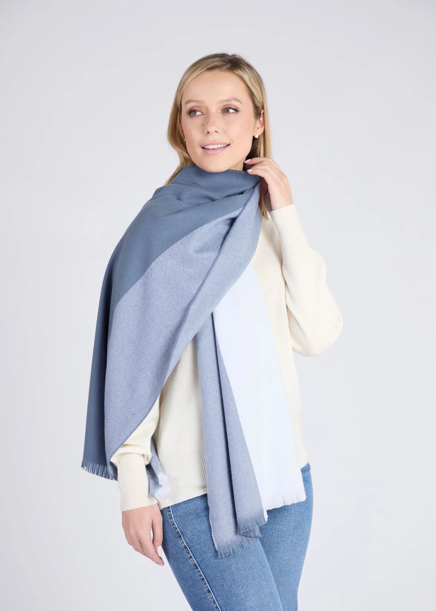 Foxford Denim Block Extra-Fine Merino Scarf