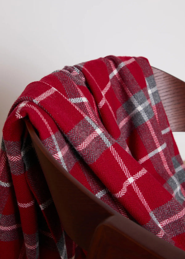 Foxford Lambswool Throw | Ashford Grey Check