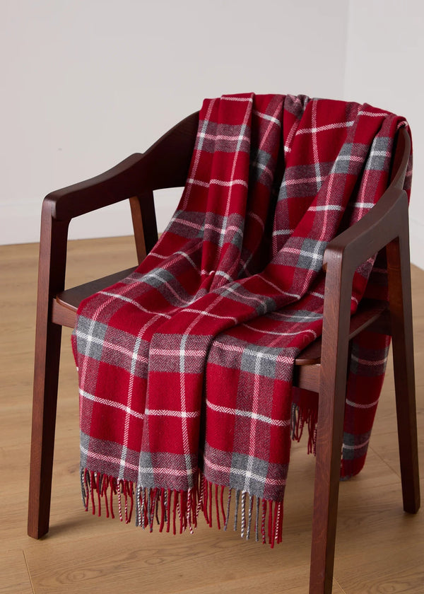 Foxford Lambswool Throw | Ashford Grey Check