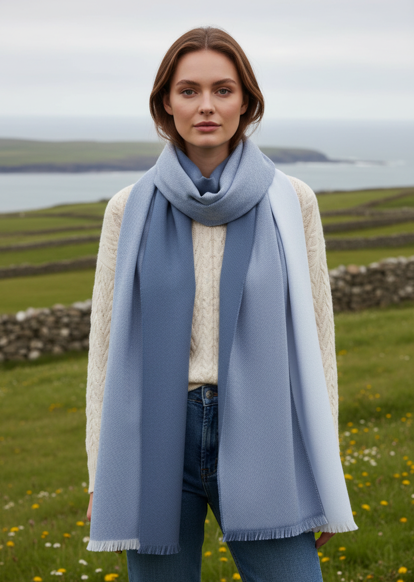 Foxford Denim Block Extra-Fine Merino Scarf