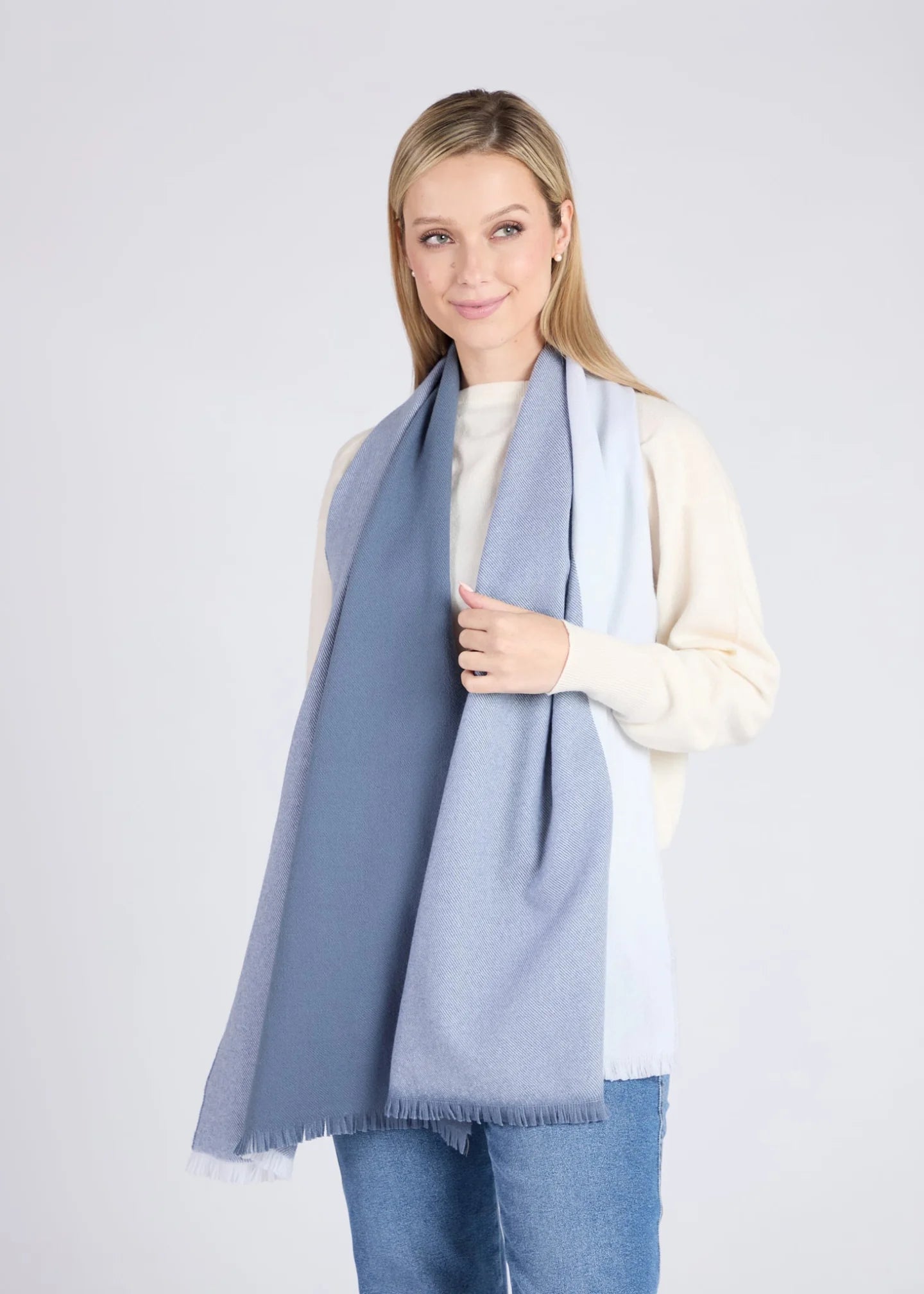 Foxford Denim Block Extra-Fine Merino Scarf