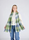 Foxford Giant Merino Scarf | Green & Blue Block