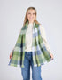 Foxford Giant Merino Scarf | Green & Blue Block