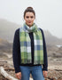 Foxford Giant Merino Scarf | Green & Blue Block