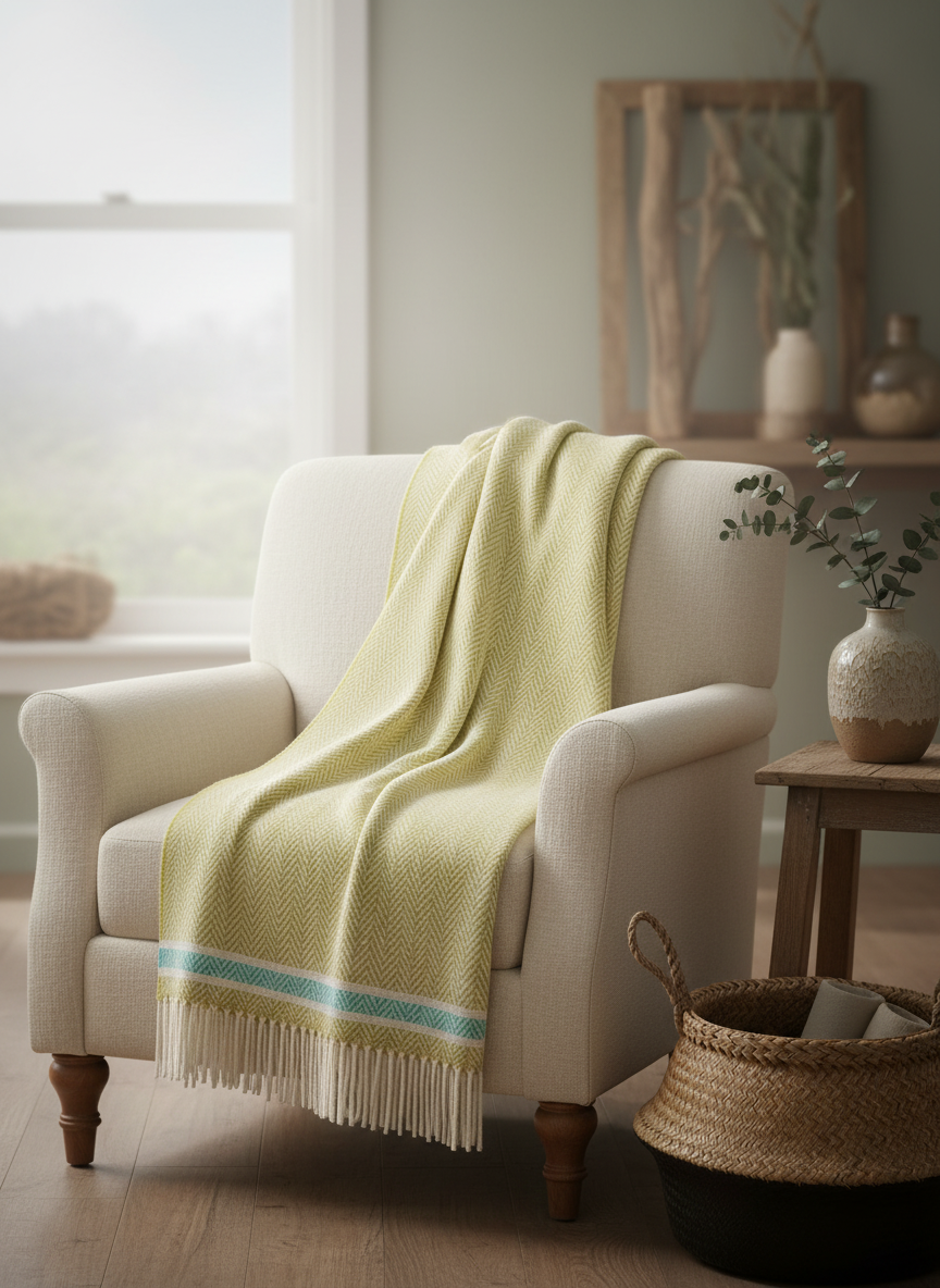 Foxford Cashmere and Lambswool Throw | Silver Strand