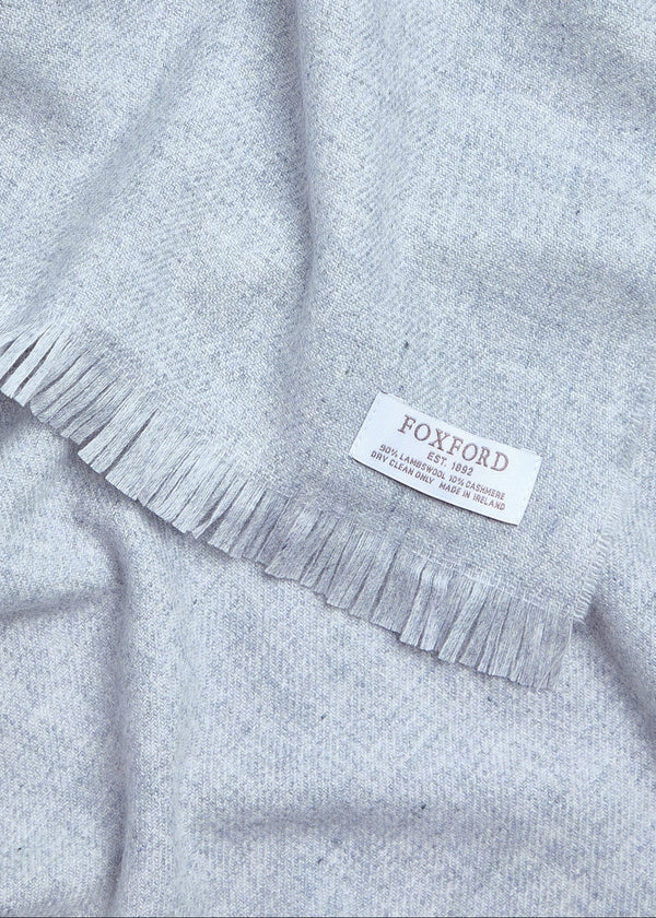 Foxford Fine Wool Cashmere Blend Scarf | Pearl Grey
