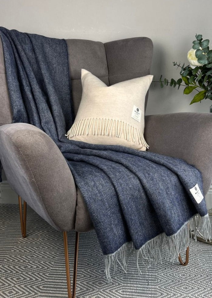 McNutt Faded Denim Herringbone Throw