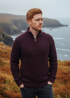 Fisherman Rib 1/2 Zip Merino Sweater | Claret 
