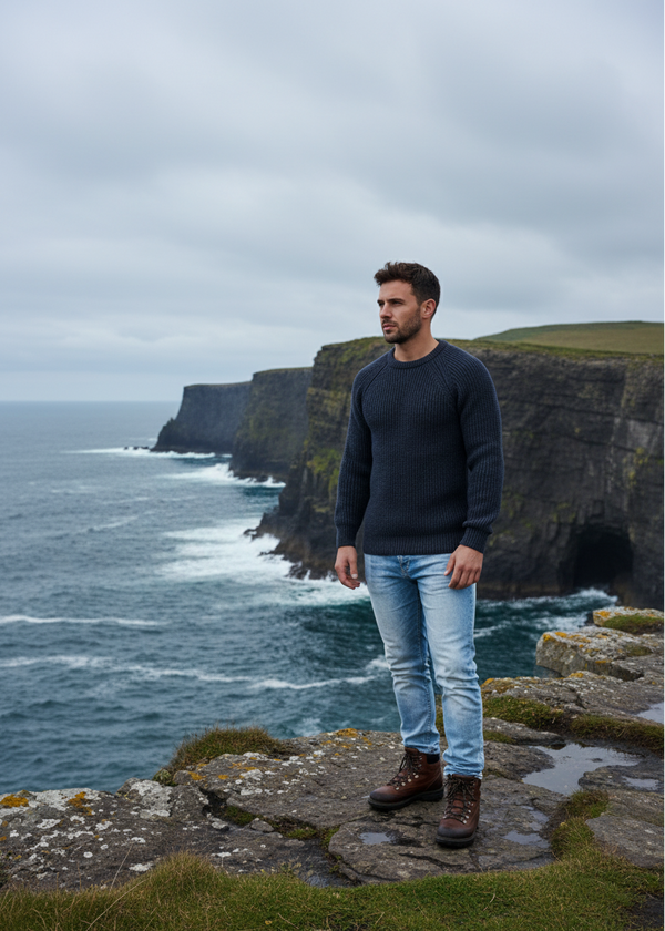 Fisherman Rib Merino Sweater | Charcoal