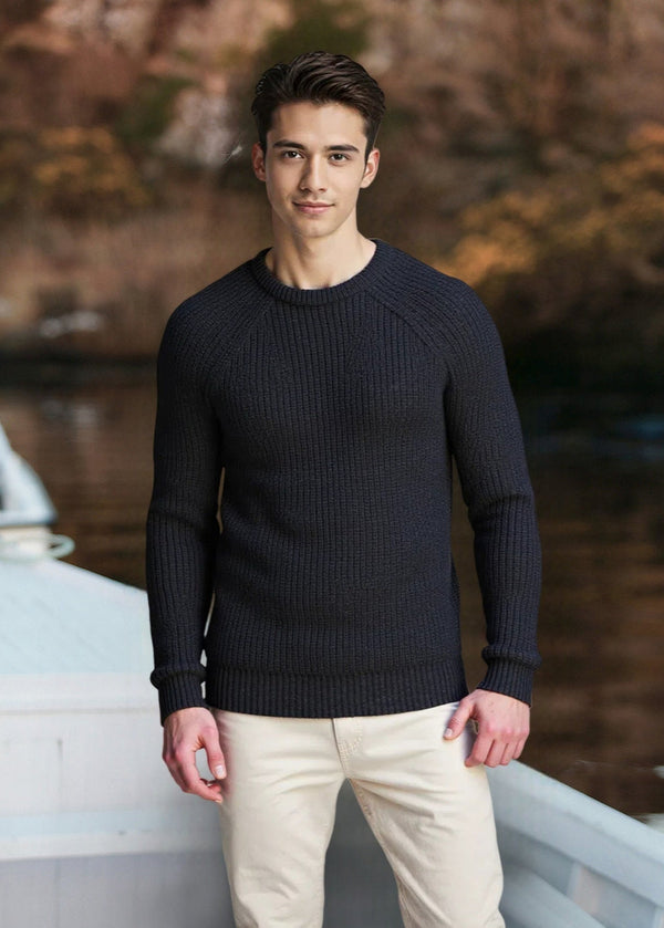 Fisherman Rib Merino Sweater | Charcoal