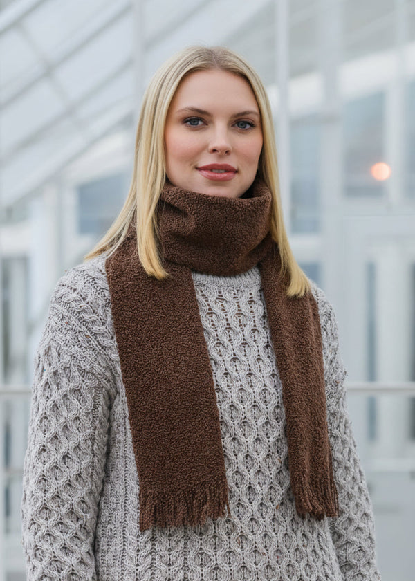 Mucros Skellig Scarf | Merino Wool Cashmere Scarf | Brown