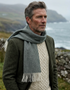 Foxford Lambswool Scarf - Mallard Green Herringbone