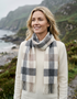 Foxford Lambswool Scarf - Neutral Block Check