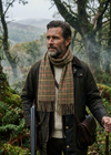 Foxford Modern Houndstooth Scarf | Burgundy & Brown Lambswool
