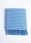 Foxford Cornish Blue Gingham Lambswool Baby Blanket