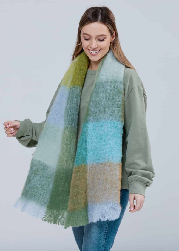 Foxford Giant Mohair Scarf | Blue Green