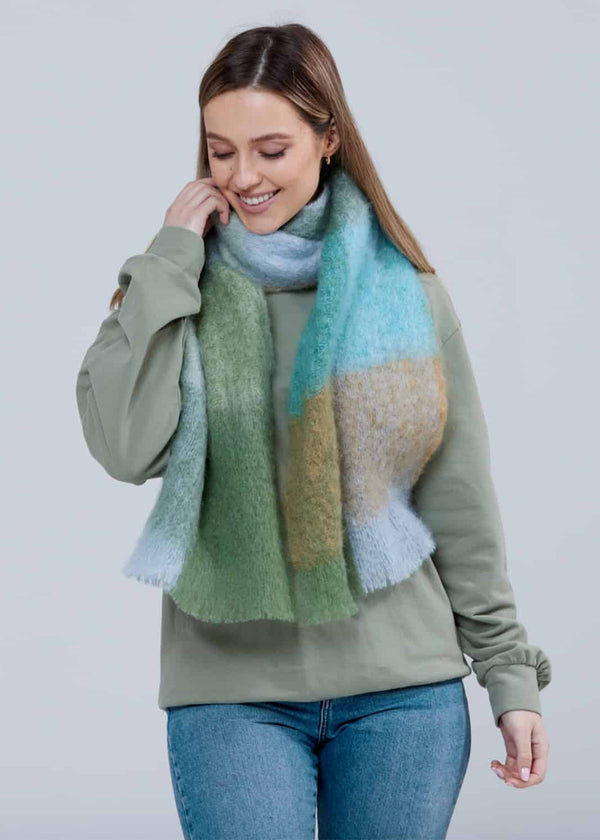 Foxford Giant Mohair Scarf | Blue Green