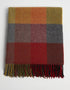 Foxford Lambswool Throw | Green Red Block