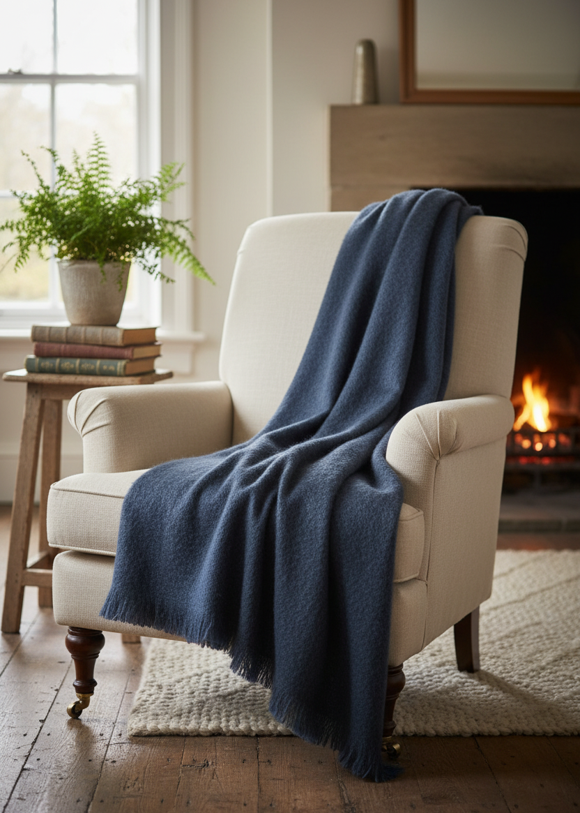 Foxford Mohair Throw | Hauge Blue