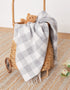 Foxford Pearl Grey Check Lambswool Baby Blanket