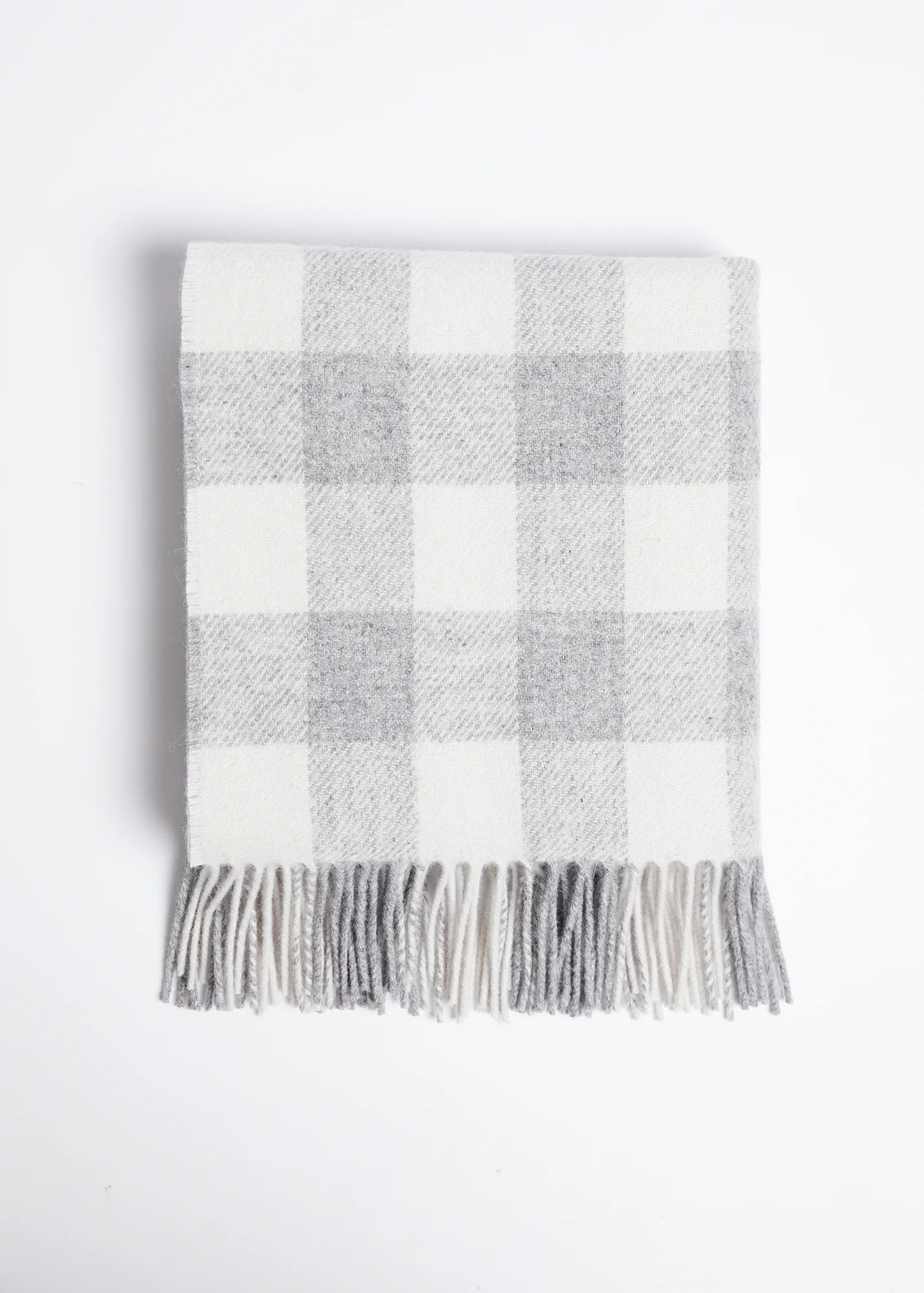 Foxford Pearl Grey Check Lambswool Baby Blanket